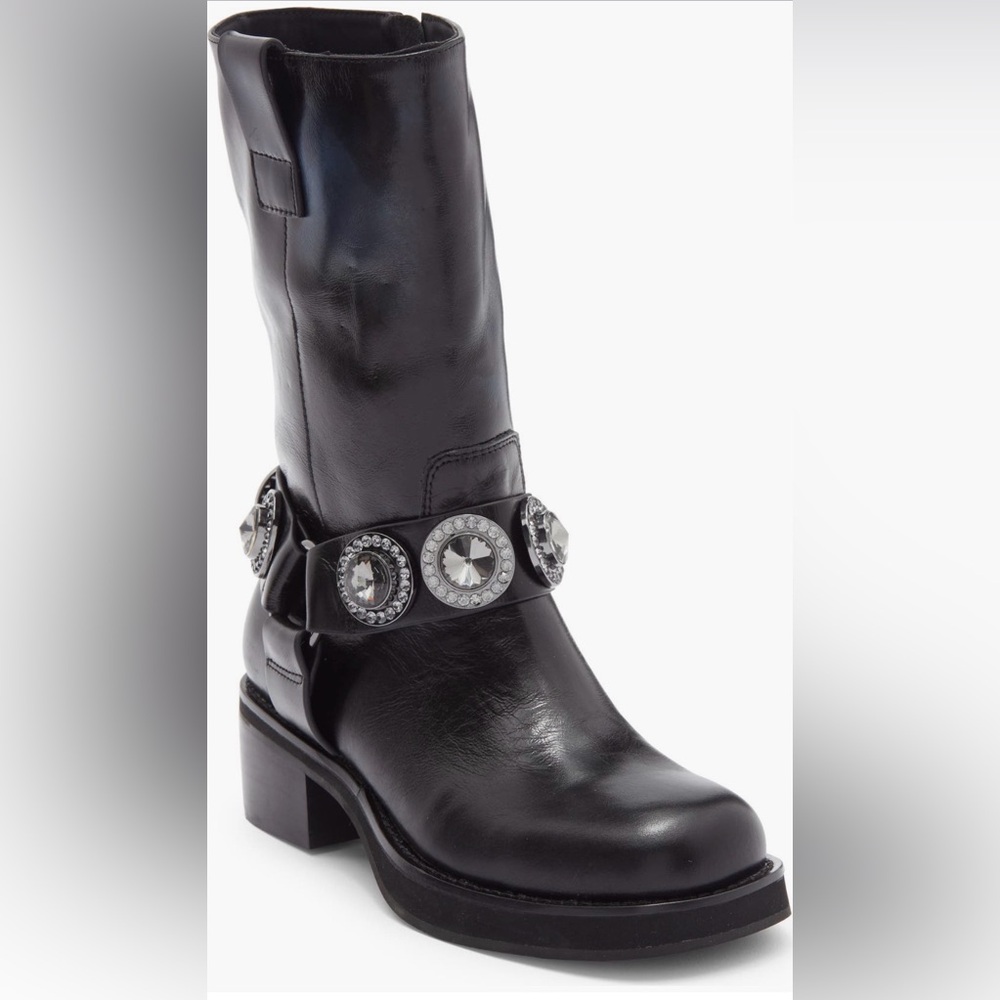 Kurt Geiger Octavia Harness Moto Boots with gorgeous crystal embellishments!